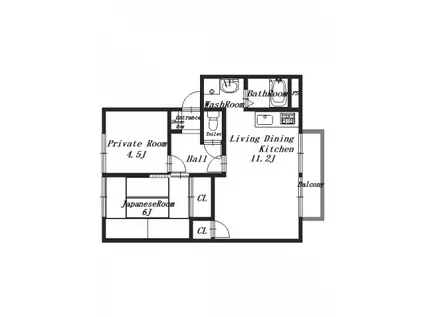フレグランス金屋A(2LDK/2階)の間取り写真