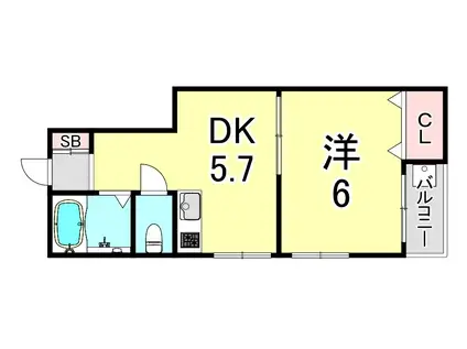 ときわ岬ハイツ(1DK/1階)の間取り写真