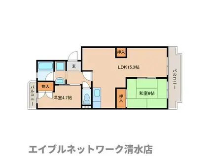 サンハイツ船越(2LDK/3階)の間取り写真