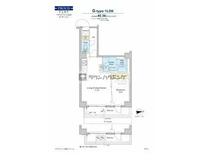 プラウドフラット浅草トレサージュ(1LDK/4階)の間取り写真