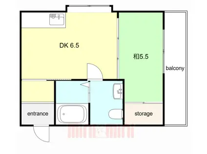 TMビル(1DK/3階)の間取り写真