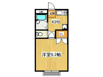 アムール石橋(1K/2階)の間取り写真