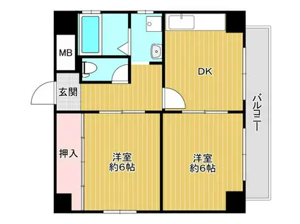 メゾンイリエ(2DK/2階)の間取り写真