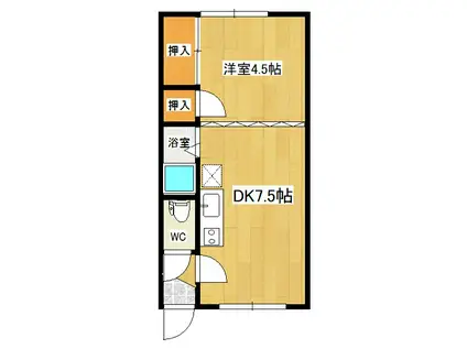 コーポエルム(1DK/2階)の間取り写真