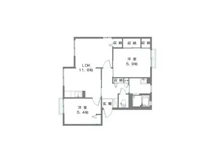 ピアチェーレA(2LDK/1階)の間取り写真