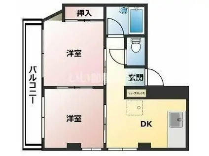 タキーハイツ(2DK/2階)の間取り写真