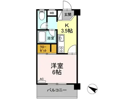 ROSE HOUSE(1K/3階)の間取り写真