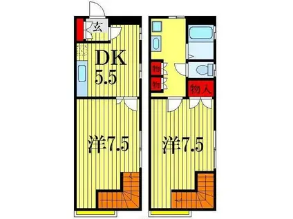 葛城ハイリビング1番館(2DK/1階)の間取り写真