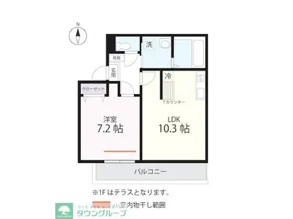 QUIET CRAB HOUSE TOGETHER長津田(1LDK/1階)の間取り写真