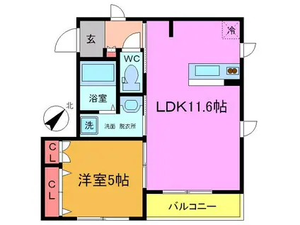 ソフィア(1LDK/2階)の間取り写真