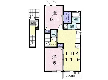 ピュアII(2LDK/2階)の間取り写真