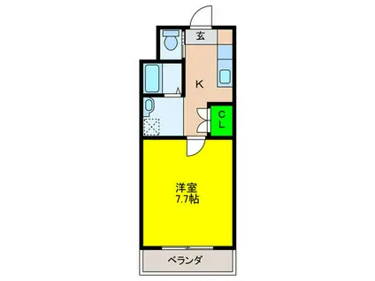 バウスクロス福大通(1K/3階)の間取り写真