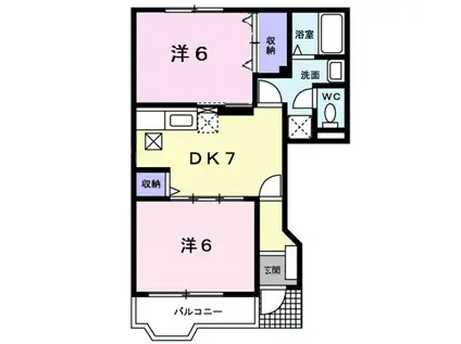 フォンティーヌ(2DK/1階)の間取り写真
