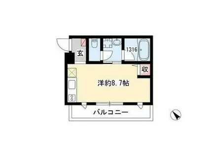 SUCCESSII(ワンルーム/2階)の間取り写真