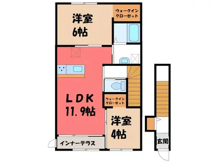 シャネーロ・サクラ(2LDK/2階)の間取り写真