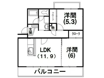 アルテール飯田(2LDK/4階)の間取り写真