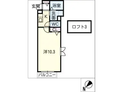 ラフェ・クレール(1K/2階)の間取り写真