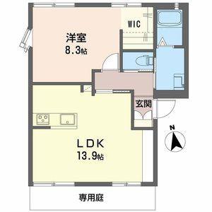JAハイツ白浜(1LDK/1階)の間取り写真