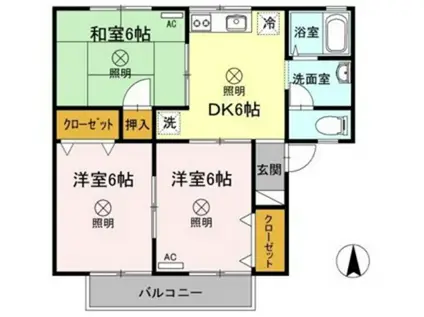 セジュール花尻 A棟(3DK/2階)の間取り写真