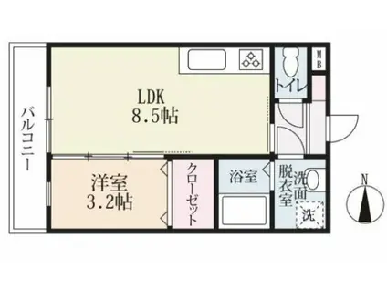 グリーンハイツ三日月(1LDK/3階)の間取り写真
