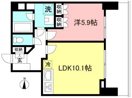 ライオンズタワー府中(1LDK/2階)の間取り写真