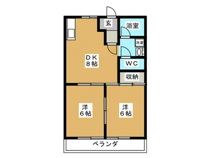 イマージュRYOKE(2DK/2階)の間取り写真