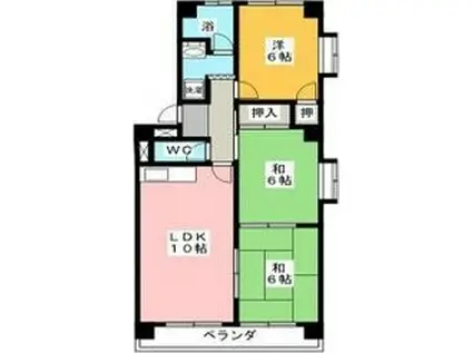マンション忠徳(3LDK/1階)の間取り写真