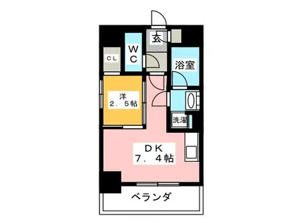 テラス押上(1DK/3階)の間取り写真