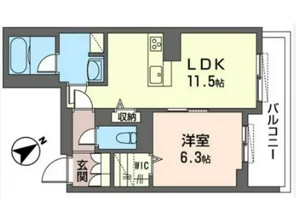 ポルトボヌール(1LDK/3階)の間取り写真