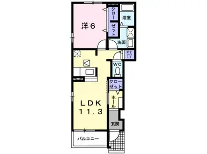 ファイン コルソII(1LDK/1階)の間取り写真