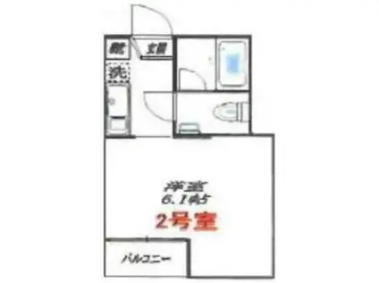 ディアコート平井(1K/2階)の間取り写真