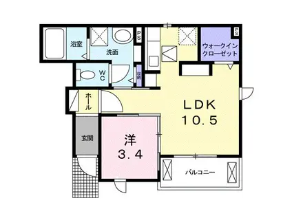 ディア ベルジュII 中川町(1LDK/1階)の間取り写真