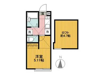 グランヴェール岡沢町A棟(1K/1階)の間取り写真