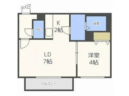 エスポワールN(1LDK/3階)の間取り写真