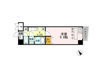 プレジオ曳舟 A棟(1K/6階)の間取り写真