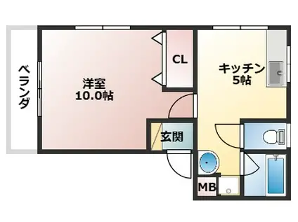 メゾンバルベール(1DK/1階)の間取り写真