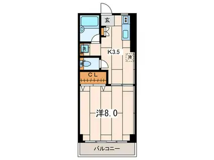 デュオ・コーポ(1K/1階)の間取り写真