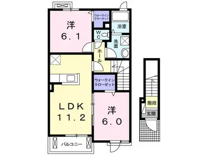 プラテリア(2LDK/2階)の間取り写真