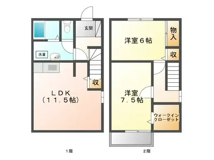 アルモニコB(2LDK/2階)の間取り写真
