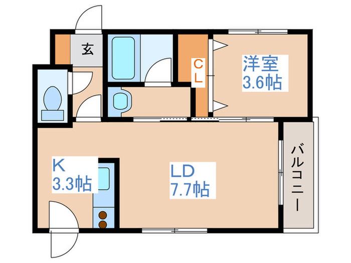 シャリテ平岸I(1LDK/3階)の間取り写真