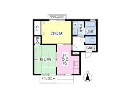 セジュール弐番館(2K/1階)の間取り写真