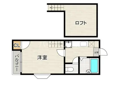 ピュア箱崎(1K/2階)の間取り写真