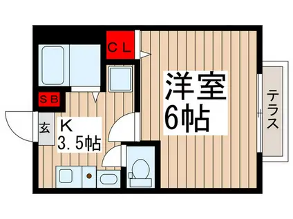 パインズ竹ノ塚(1K/1階)の間取り写真