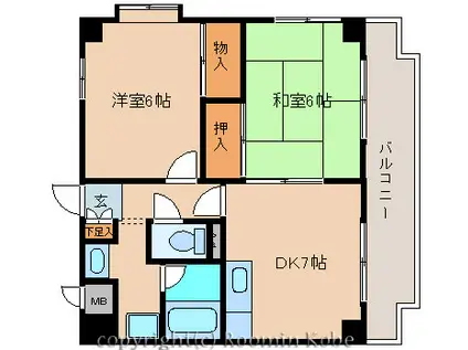 ロイヤルメゾンアドニス(2DK/2階)の間取り写真