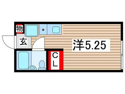 グリーン都賀(ワンルーム/2階)の間取り写真