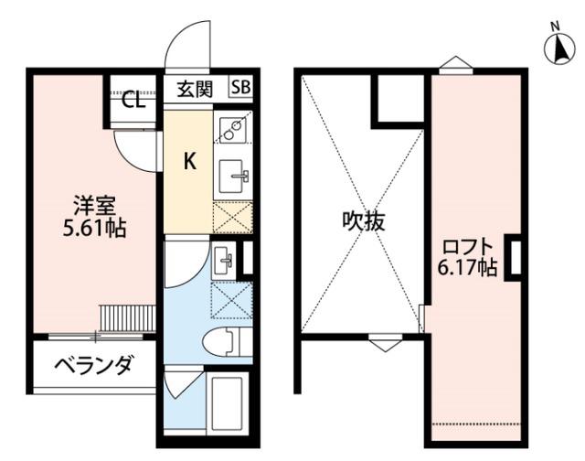 ASSO二条通(1K/2階)の間取り写真