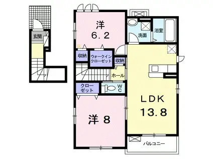 K ファミール I(2LDK/2階)の間取り写真