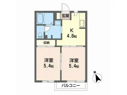 スターハウス(2K/2階)の間取り写真