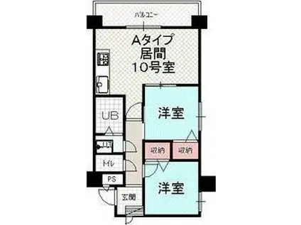 第88松井ビル(2LDK/9階)の間取り写真