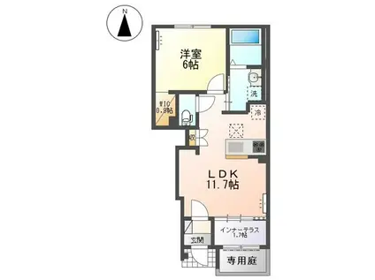 S LUNA I(1LDK/1階)の間取り写真